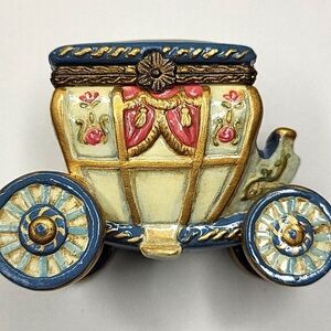 Blue and Gold Carriage Trinket Box